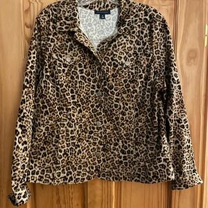 Charter Club Leopard Print Jean Jacket